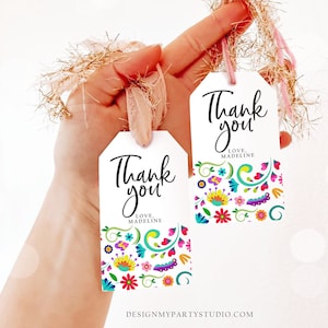 Editable Floral Fiesta Favor Tags First Fiesta Thank You Tags Mexican Muchas Gracias Bridal Shower Mexico Digital Template Printable 0466