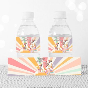 Editable Roller Skate Water Bottle Labels Retro Skate Party Girl Skating Birthday Let's Roll Labels Pink Digital Template Printable 0435