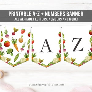 ファーマーズマーケット A-Z バナー アルファベット 数字バナー ベビーシャワー 誕生日パーティー フルーツ 野菜 ファームマーケット 納屋の装飾 ダウンロード 印刷可能 0144