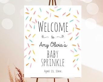 Bearbeitbares Baby Sprinkle Willkommensschild Sprinkle Shower Gender Neutral Konfetti Streusel Coed Shower Welcome Corjl Template Printable 0216