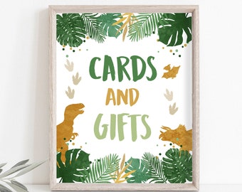 Dinosaur Gift Table Sign Printable Gifts and Cards Girl Dino - Etsy