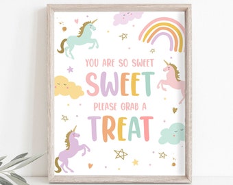 Take a Treat Sign Unicorn Birthday Party Sign Unicorn Party Sweet Table Sign Rainbow Pastel Unicorn Girl Download Digital Printable 0426