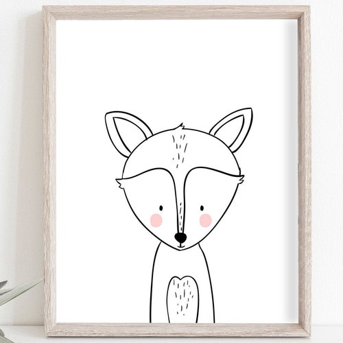 Fox Nursery Print Woodland Nursery Decor Fox Print Black and - Etsy