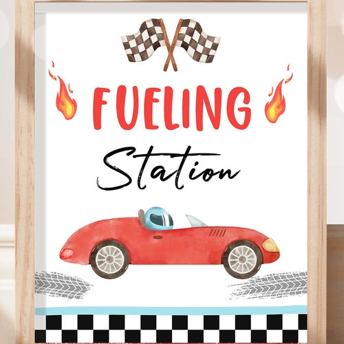 Fueling Station Sign Race Car Birthday Sign Printable Racing - Etsy