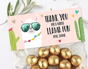 Editable Llama Treat Bag Toppers Llama Birthday Girl Pink Thank you Whole Llama Fun Loot Bag Topper Favor Fiesta PRINTABLE Corjl 0079