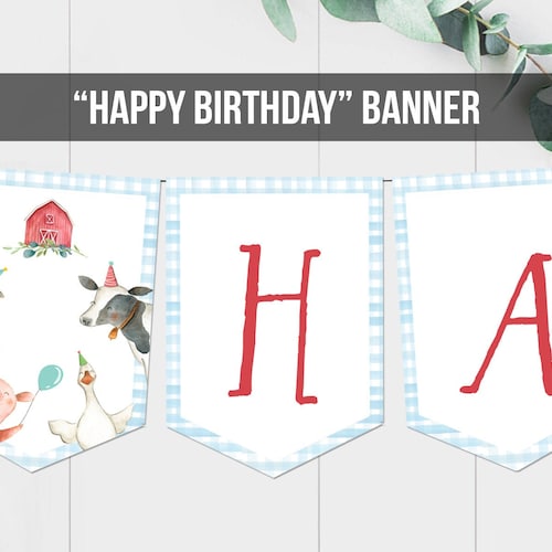 Farm Animals Birthday Banner Barnyard Birthday Garland Boy - Etsy