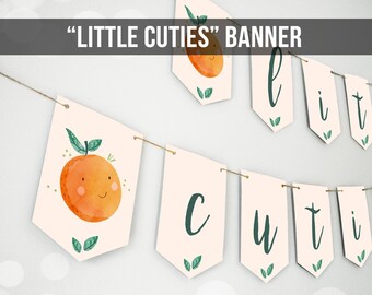 Little Cuties Banner Twins Oranges Birthday Twin Birthday Party Banner Decor Cutie Citrus Orange Baby Shower Digital Download PRINTABLE 0330
