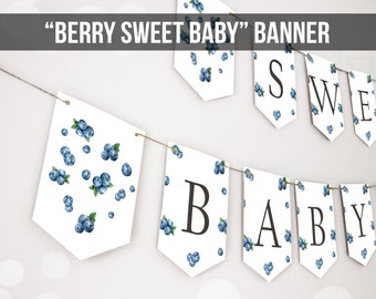 Beere süß Baby Banner Blaubeere Blaubeeren Baby Shower Banner Beere Baby Boy Dekor Beere süß Download PRINTABLE DIGITAL DIY 0399