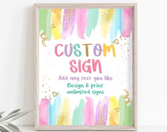 Editable Custom Sign Art Party Sign Craft Party Rainbow Pastel Girl Painting Party Table Decoration 8x10 Instant Download PRINTABLE 0450