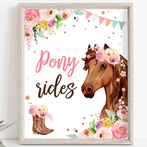 Pony Rides Sign Pony Rides Sign Horse Party Sign Table Decor Floral Horse | Etsy