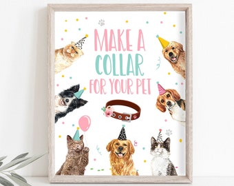 Make a Collar Sign Puppy Birthday Sign Table Decor Cats and Dogs Birthday Party Activity Game Sign Vet Decor Sign Download Printable 0384