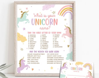 What Is your Unicorn Name Game Unicorn Birthday Game Party Activity Magical Unicorn Rainbow Pastel Girl Template Printable Corjl 0426