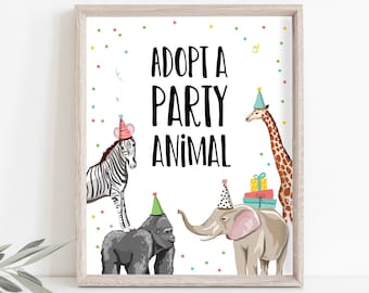 Adopt an Animal Birthday Sign Table Decor Party Animals Birthday Wild One Animals Zoo Safari Table Sign Zoo Party Jungle PRINTABLE 0142