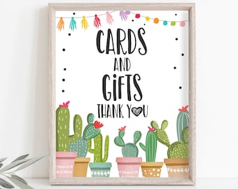 Cards and Gifts Sign Fiesta Cards Cactus Cards and Gifts Succulent Gift Table Baby Shower Decor Mexican 8x10 Instant Download Printable 0254