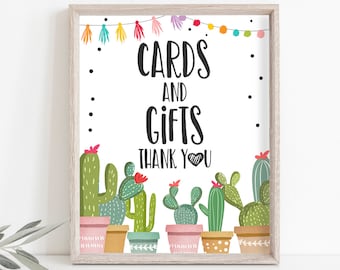 Cards and Gifts Sign Fiesta Cards Cactus Cards and Gifts Succulent Gift Table Baby Shower Decor Mexican 8x10 Instant Download PRINTABLE 0254