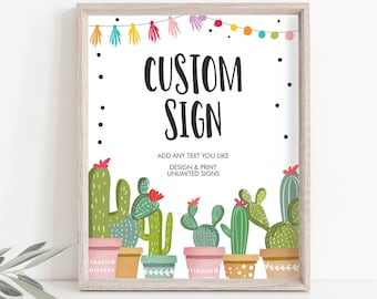 Enseigne personnalisée modifiable Fiesta Cactus Decor Fiesta Decor Table succulente signe Shower Decor mexicain Télécharger modèle Corjl imprimable 8 x 10 0254