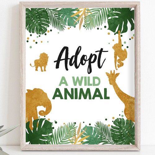 Adopt an Animal Birthday Sign Table Decor Safari Birthday Wild - Etsy