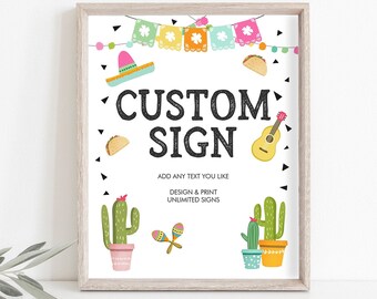 Editable Custom Sign Fiesta Cactus Sign Fiesta Decor Succulent Table Sign Shower Decor Mexican Digital Download Template Printable 0161
