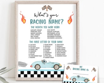 What Is your Racing Name Game Growing Up Two Fast Birthday Game Race Car Party Activity Boy 2nd Fast One Template Printable Corjl 0424