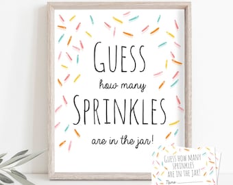 Editable Game Guess How Many Sprinkles Are in the Jar Sprinkle Baby Shower Guessing Game Activity Sweet Candy Template Printable 0216