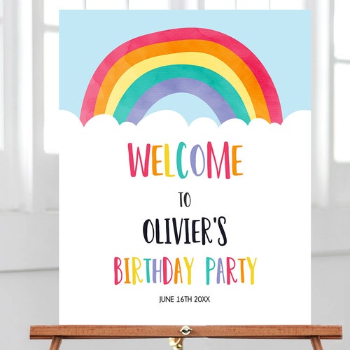 Editable Rainbow Welcome Sign Rainbow Birthday Party Sign - Etsy