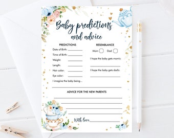 Editable Baby Predictions Baby Shower Game Advice for Parents Tea Party Baby is Brewing Game Shower Activity Corjl Template Printable 0349