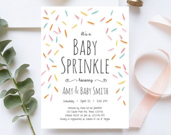 Editable Baby Sprinkle Shower Invitation Baby Shower Coed Shower Gender Neutral Confetti Sprinkles Digital Corjl Template Printable 0216