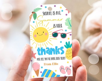 Editable Teacher Appreciation Gift Tags Sunshine Thank You Tag School is Out Summer is Here End of Year Tag Digital Template Printable 0464