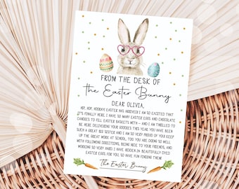 Editable Easter Bunny Letter Return Letter From The Desk Of Easter Letter Kids Easter Bunny Note Personalized Printable Template 0449