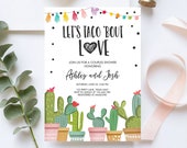 Editable Taco Bout Love Couples Shower Invitation Fiesta Cactus Succulent Mexican Green Pink Digital Download Corjl Template Printable 0254