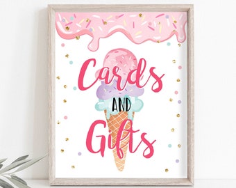 Cards and Gifts Ice Cream Sign Ice Cream Birthday Party Sign Ice Cream Decorations Social Pink Mint Purple Instant Download PRINTABLE 0243