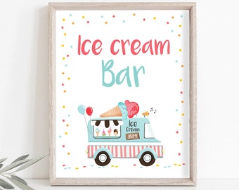 Ice Cream Bar Sign Ice Cream Social Birthday Ice Cream Truck Party Sign Ice Cream Table Sign Boy Neutral Instant Download PRINTABLE 0243