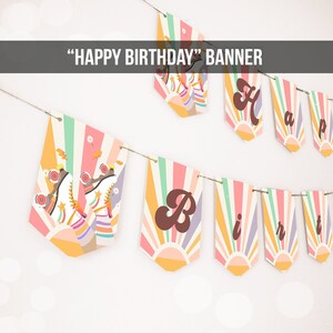 Roller Skate Happy Birthday Banner Retro Groovy Rainbow Bunting Skate Banner Roller Rink Birthday Decor Girl Garland Printable Digital 0435