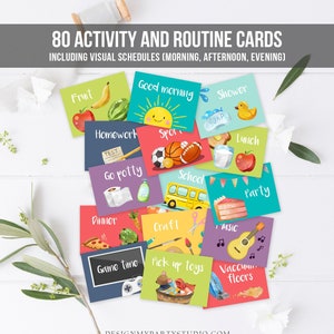 Visueller Stundenplan Kinder Tagesablauf Diagramm 80 Karten Hausarbeit Schule Homeschool Kleinkind Vorschulkind Kalender Tagespflege Download Printable 0341