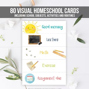 Visual Homeschool Schedule Cards Homeschooling Subjects Daily Routine Chart Preschoolers Toddlers Calendar Daycare Download Printable 0341