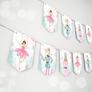 Nutcracker Banner Nutcracker Birthday Girl Birthday Decorations Pink Silver Sugar Plum Fairy Instant Download PRINTABLE DIGITAL DIY 0352