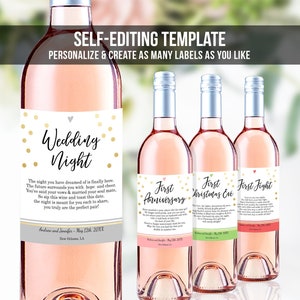 Editable Wine Labels Wedding Milestones Wedding Wine Labels Milestones Firsts Shower Gift Printable Template Digital Download Corjl