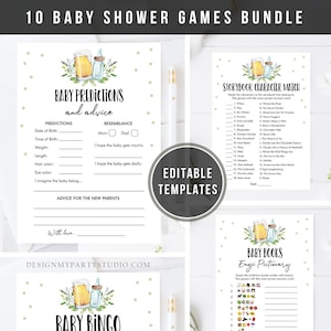 Editable Baby is Brewing Baby Shower Games Bundle Brewing Couples Shower Activity Games Pack Neutral Games Digital Template Printable 0190