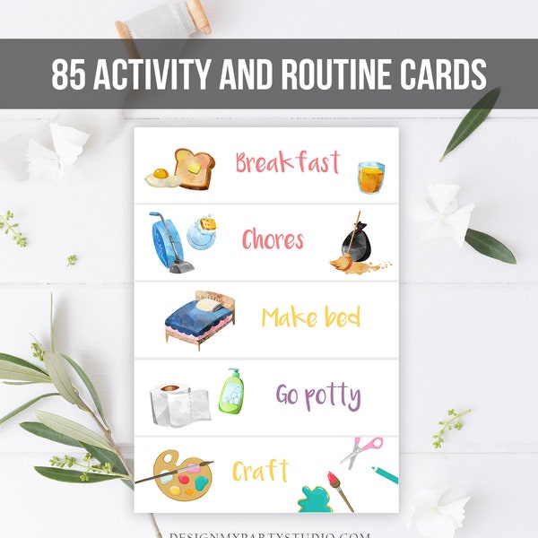 Visual Schedule Kids Daily Routine Chart 85 Cards Chores School Homeschool Toddler Preschoolers Calendar Daycare Download Printable 0341