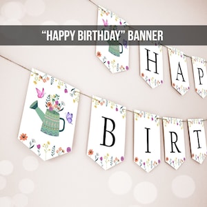 Happy Birthday Banner Wildflower Birthday Banner Girl First Birthday Party Decor Boho Floral Instant download PRINTABLE DIGITAL DIY 0396