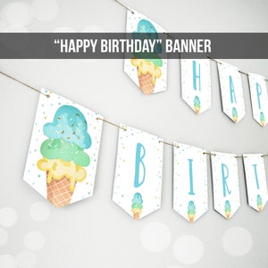 Alles Gute zum Geburtstag Banner Junge Eis Geburtstag Banner Eis Party Boy Geburtstag Dekorationen Instant Download DRUCKBAR DIGITAL DIY 0243