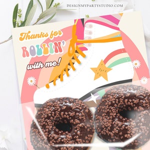 Skate traktatie tas inserts retro skate verjaardagsfeestje gunsten donuts koekjes schaatsen 70&#39;s rolschaatsbaan schaatsen afdrukbare Instant Download 0435