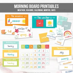 Tableau du matin imprimable activité bambin enfants école à la maison météo graphique calendrier préscolaire garderie saisons mois téléchargement imprimable 0341