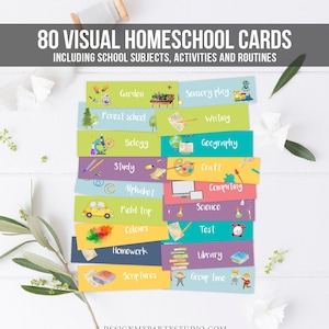 Visual Homeschool Schedule Cards Homeschooling Subjects Daily Routine Chart Preschoolers Toddlers Calendar Daycare Download Printable 0341
