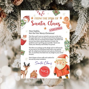 Editable Personalized Letter from Santa Claus From The Desk of Santa Christmas Eve North Pole Mail Download Printable Template 0445