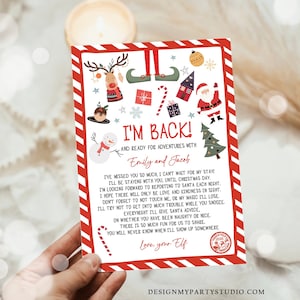 Carta de chegada de elfo editável Carta de retorno de elfo de Natal Estou de volta elfo Bem-vindo ao elfo de Natal Carta do seu elfo Modelo para impressão 0496