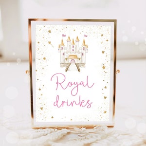 Princess Royal Drinks Station Sign Princess Castle Birthday Party Sign Pink Princess Decoration Dress-Up Instant Download Printable 0477