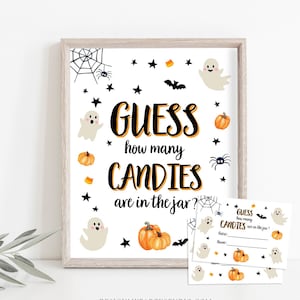 Game Guess How Many Candies Are in the Jar Halloween Baby Shower Guessing Game Activity Candy Little Boo Instant Download Printable 0418