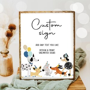 Editable Custom Sign Puppy Birthday Dog Birthday Party Sign Boy Pawty ...