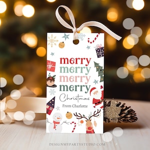 Editable Christmas Gift Tags Holiday Favor Tags Merry Christmas Holiday Tags Holiday Labels Santa Claus Family Download Printable Corjl 0443